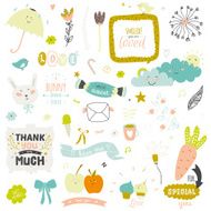 Cute print illustration with spring ans summer elements