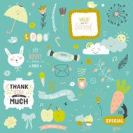 Cute print illustration with spring ans summer elements N2