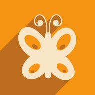 Flat with shadow icon and mobile applacation butterfly N2