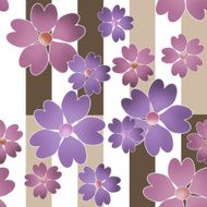 Flowers retro seamless pattern on white brown striped background N2