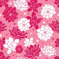 Vector pink ink flowers seamless pattern N2
