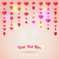 Love background with heart shapes is hanging on a thread