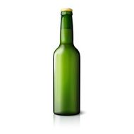 Blank green realistic beer bottle isolated on white background with