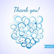 Thank you card with hand drawn watercolor flowers N3