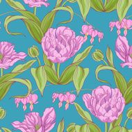pattern of tulip flowers with leaves N2
