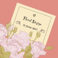 Vector hand drawn illustration Romantic floral roses background