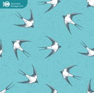 Vintage seamless pattern Swallows in the clouds