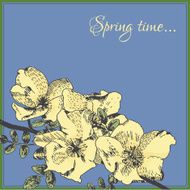 Spring card template with dog-rose flower