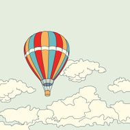 Air balloon flying in the clouds vector illustration N2