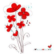 Abstract red floral greeting card