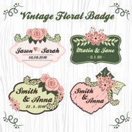 Vintage floral wedding badge logo
