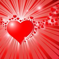 Hearts On Sunburst Background