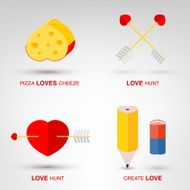 Flat romantic love icons