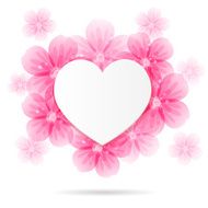 Background with heart shaped frame and flowers
