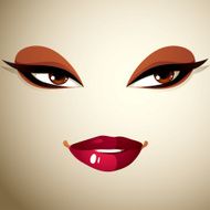 Facial expression of a young pretty woman Coquette lady visage