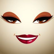 Coquette glad smiling woman eyes and lips stylish makeup N2