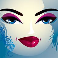 Coquette woman eyes and lips stylish makeup hairdo People N2