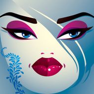 Coquette woman eyes and lips stylish makeup hairdo People N3