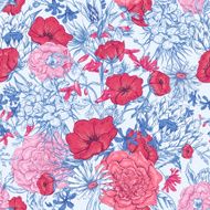 Gentle Retro Summer Seamless Floral Pattern Vintage Greeting Bouquet Vector