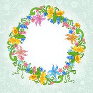 Vintage card with floral circle and place for your text