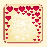 Frame gold and red heart vector