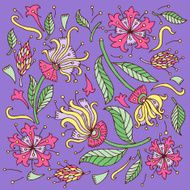 Doodle hand drawn flowers color set Vector illustration N2