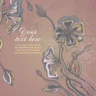 Vector card with graphic stylized cherry blossom N2