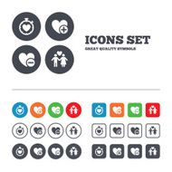 Valentine day icons Love heart timer sign N14