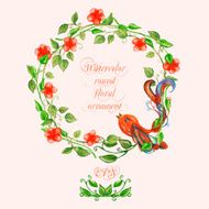 Vector illustration vintage leaf wreath with ornament flowers