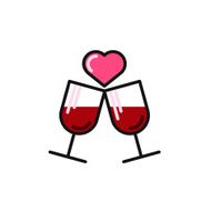 love card with two wine glasses