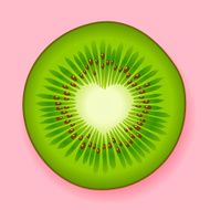 Fresh green kiwifruit with a heart center