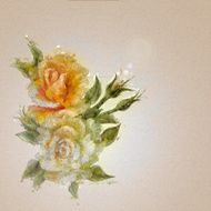 Vintage style white and yellow roses N2