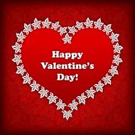 Heart label from paper Valentines day card vector background eps N2