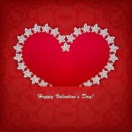 Heart label from paper Valentines day card vector background eps N3