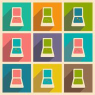 Flat with shadow icon and mobile applacation rings in box N3