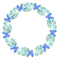 vector watercolor floral wreath flower round frame N2