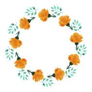 vector watercolor floral wreath flower round frame N3