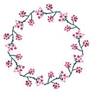 vector watercolor floral wreath flower round frame N4