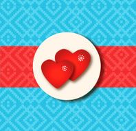 Holiday love border with two hearts