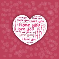 Heart with words love Vector illustration