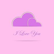 Valentine card with two pink hearts