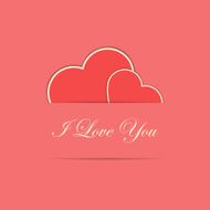 Valentine card with two red hearts