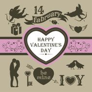 Set of Valentines Day design elements Vector illustration