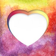 Vector heart-shaped frame on watercolor background