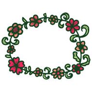 Hand drawn floral round frame N3