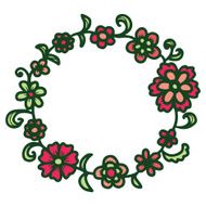 Hand drawn floral round frame N5
