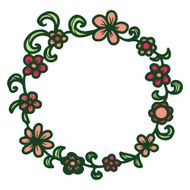 Hand drawn floral round frame N6