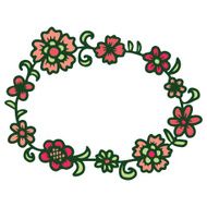 Hand drawn floral round frame N7