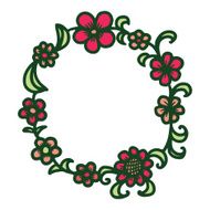 Hand drawn floral round frame N8