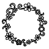 Hand drawn floral round frame N10